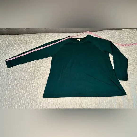 Eileen Fisher Green Raglan Sleeve Top Minimalist Organic Cotton Blend Medium - Picture 13 of 13